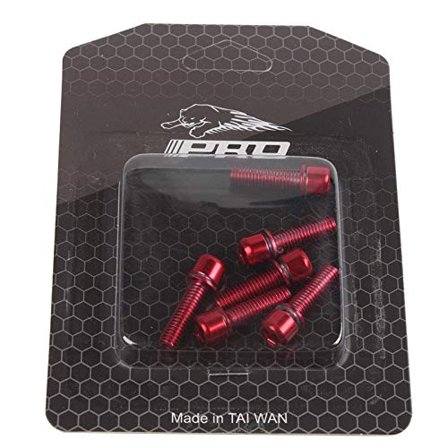 6pcs Mountain Road MTB bicicleta bicicleta M5* 18MM vástago pernos de acero (rojo)