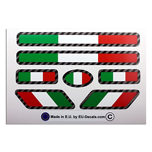 7 banderas italianas italianas de fibra de carbono con contorno laminado calcomanía para casco y bicicleta MioVespa colección