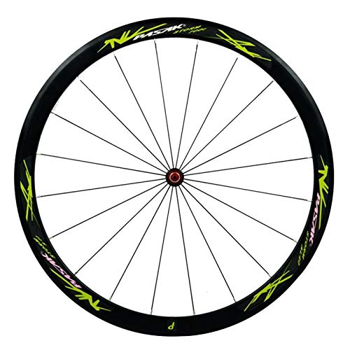 700C Ruedas para Bicicleta,Fibra de Carbon Llanta MTB de Doble Pared Ruedas Ciclismo Altura del Círculo 40 MM Liberación Rápida Freno C/V (Color : Green, Size : 40mm)