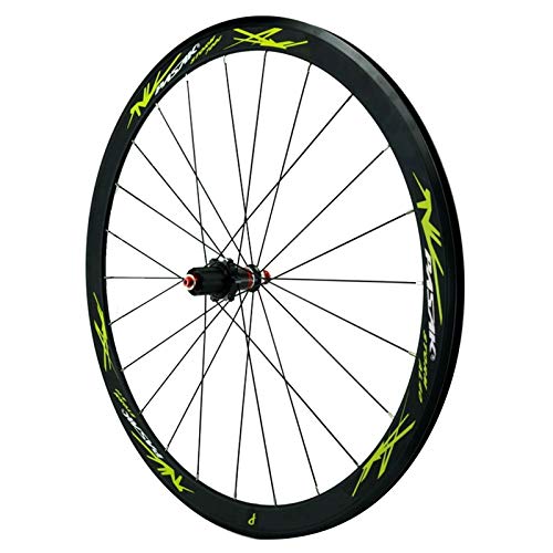 700C Ruedas para Bicicleta,Fibra de Carbon Llanta MTB de Doble Pared Ruedas Ciclismo Altura del Círculo 40 MM Liberación Rápida Freno C/V (Color : Green, Size : 40mm)