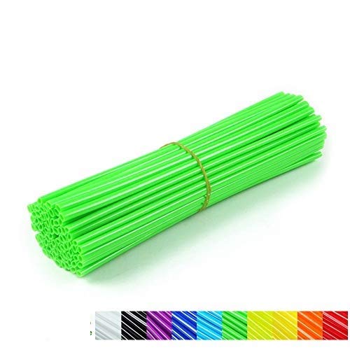 72Pcs Spoke Skins Cubierta del Radio de Rueda de Motocicleta para Motocross Bicis de la Suciedad - Tubo de Cubierta para Rayo Llantas 5 Colores(Color: Verde)