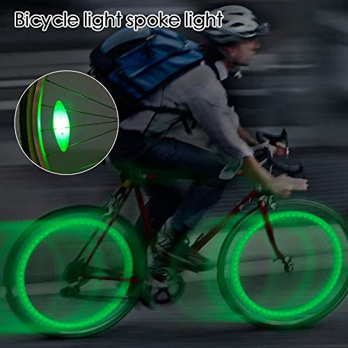 8 pcs Luz de Radios de Bicicleta, Paquete de 2 Neumáticos Luces de Radios de Bicicleta Delanteras y Traseras,LED Lámparas de Neón Usadas con 3 Modelos Intermitentes