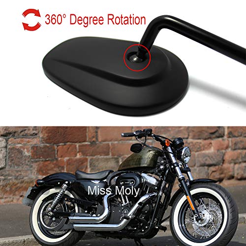 8mm Motocicleta Espejos Laterales para Sportster 1200 XL883 Dyna Softail Low Rider Breakout Road Glide Rocker (#2-Negro)