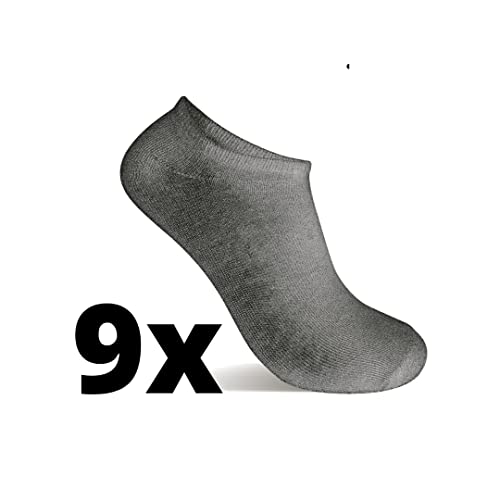9 Pares Calcetines cortos Mujer hombre - calcetines tobillero unisex - calcetines hombre - calcetines mujer (40-46, Gris invisible)