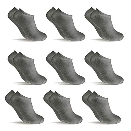 9 Pares Calcetines cortos Mujer hombre - calcetines tobillero unisex - calcetines hombre - calcetines mujer (40-46, Gris invisible)