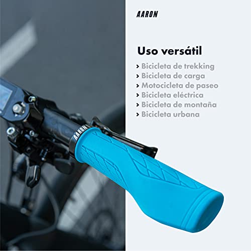 AARON Fit puños de Bicicleta Acolchados de Gel, puños Deportivos Antideslizantes, puños para Bicicletas eléctricas, Bicicleta de Trekking, Bicicleta de montaña, Bicicleta de Cross, fijación, Azul