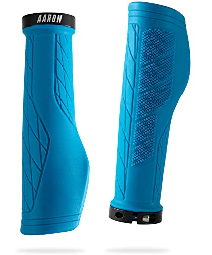 AARON Fit puños de Bicicleta Acolchados de Gel, puños Deportivos Antideslizantes, puños para Bicicletas eléctricas, Bicicleta de Trekking, Bicicleta de montaña, Bicicleta de Cross, fijación, Azul