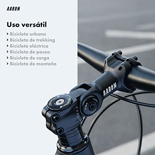 AARON Flex Bike Stem - Potencia de manillar ajustable en altura - potencia para una postura sentada ergonómica - elevador de manillar de bicicleta adecuado para bicicleta de trekking, de ciudad, negro