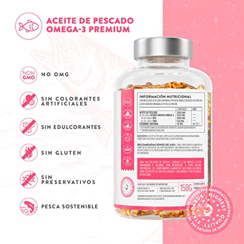 AAVALABS Omega 3 2000mg por dosis diaria (2 cápsulas) - 1000mg de EPA + 500mg de DHA por dosis diaria - Ácidos Grasos de Alta Potencia - Destilado Molecularmente - 120 Cápsulas - 60 días de suministro