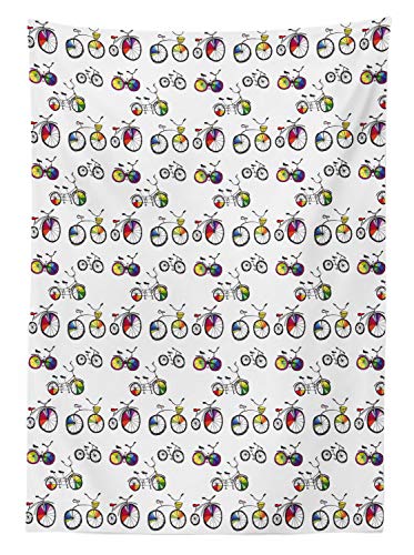 ABAKUHAUS Bicicleta Mantele, Velocípedo Tandem, Fácil de Limpiar Colores Firmes y Durables Lavable Personalizado, 140 x 200 cm, Multicolor