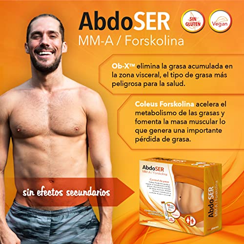 Abdoser - 16 sticks - Elimina la grasa acumulada en abdomen y muslos - Adelgazante con MM-A y Forskolina - Quemagrasas - Detox - Caja 16 sobres - 1 al dia