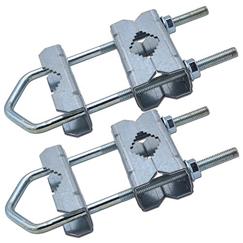 Abrazadera doble 18HQ para mástil - accesorios soporte para tubo o mástil de hasta 58mm de acero galvanizado para antena satélite/antena de DVB-T2/ antena LTE/ estación meteorológica