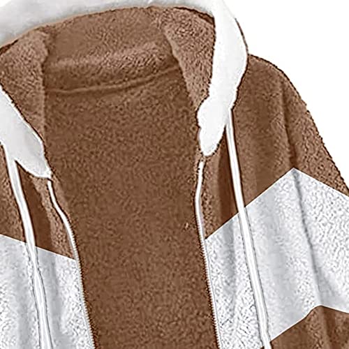 Abrigo de invierno para mujer, informal, con estampado de leopardo, manga larga, con capucha, chaqueta de felpa gruesa cálida, beige, 3XL