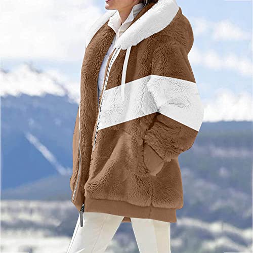 Abrigo de invierno para mujer, informal, con estampado de leopardo, manga larga, con capucha, chaqueta de felpa gruesa cálida, beige, 3XL