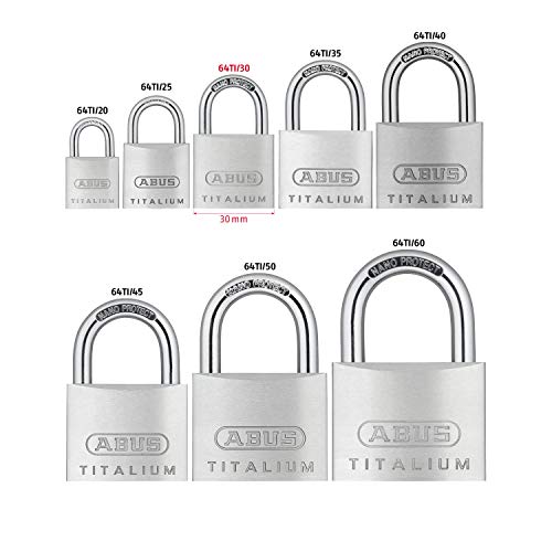 Abus 64TI/30HB60 KA6311 - Candado Titalium de 30mm arco extra largo llaves iguales