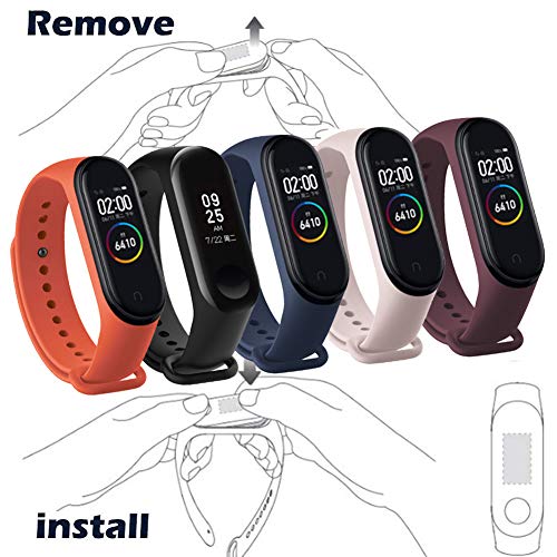 Acalder Compatible con Mi Smart Band 4,5 Piezas Correa para Xiaomi Mi Band 3/4 Pulsera Banda - Silicona Reloj de Recambio Brazalete Coloridos Correas para Xiaomi Mi Band 3 Mi Smart Band 4