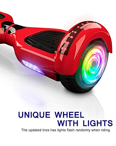 ACBK - Hoverboard Patinete Eléctrico Autoequilibrio con Ruedas de 6.5" (Altavoces Bluetooth + Ruedas Led integradas + Bolsa Transporte) Velocidad máxima: 10-12 km/h - Autonomía 10-12 km (Rojo)