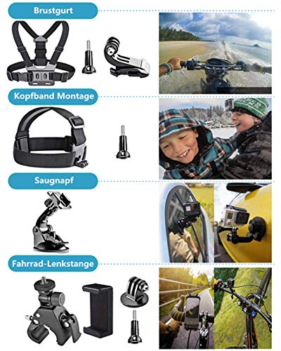 Accesorios GoPro, Cámaras Deportivas para Casco, Soporte Cámara de Acción para GoPro Hero 6/7/8/9 Black, Gopro MAX, dji Osmo Action, APEMAN (70 Piezas)