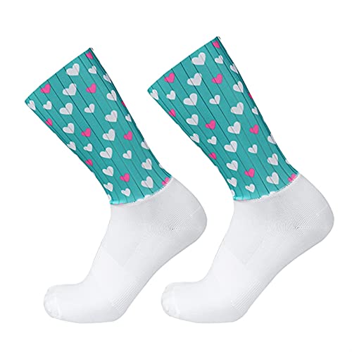 ACEACE Calcetines de Ciclismo Antideslizante Silicone Pro Competición Aero Sports Bike Cocks Summer Cool Hombres Mujeres Caletas Ciclismo (Color : Watermelon, Size : Unisex)