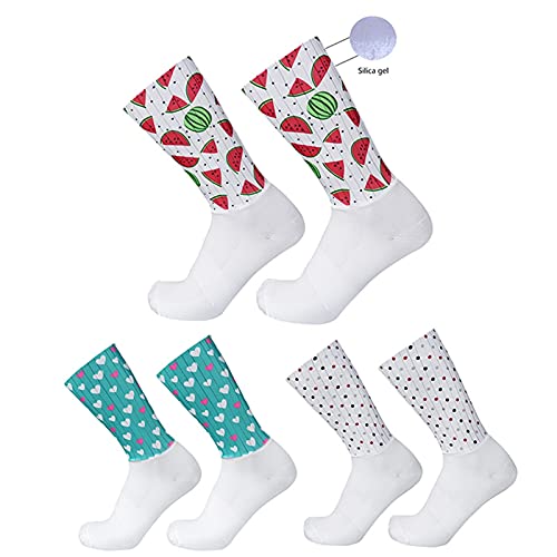 ACEACE Calcetines de Ciclismo Antideslizante Silicone Pro Competición Aero Sports Bike Cocks Summer Cool Hombres Mujeres Caletas Ciclismo (Color : Watermelon, Size : Unisex)