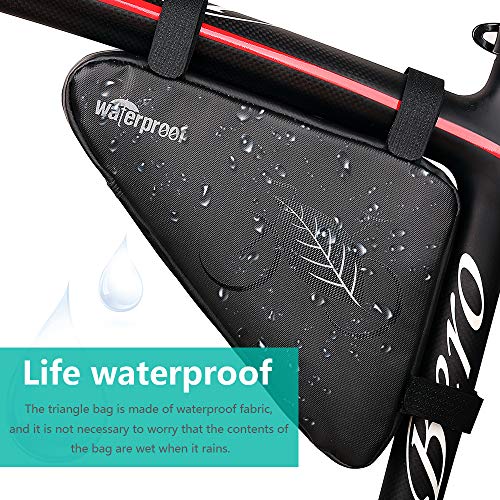 Achort Bolsa de Triángulo para Bicicleta, Bolsa de Almacenamiento para Cuadro de Bicicleta, Bolsa Impermeable para el Tubo Superior de Bicicleta para Equipos de Ciclismo