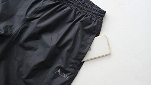 Acme Projects Pantalones para Lluvia, 100% Impermeables, Transpirables, con Costura, 10000 mm / 3000 g (Hombres, medianos, Negros)