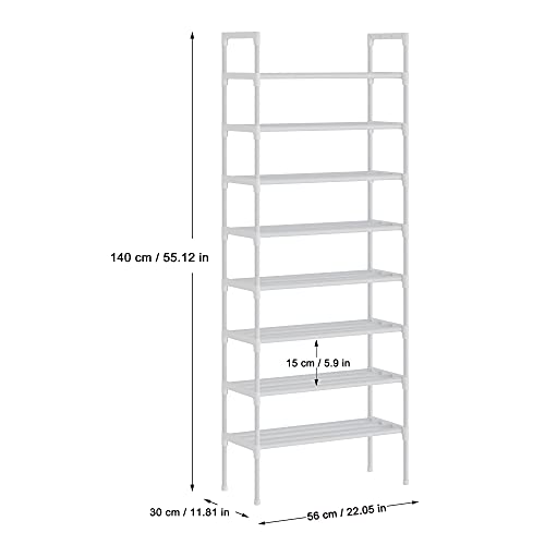 AcornFort® S-526 8 niveles blanco ajustable zapatero organizador estante soporte para 24 pares de zapatos, diseño resistente, ahorro de espacio, fácil de montar