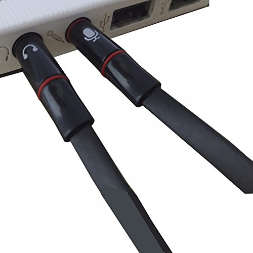 ACTECOM Cable Divisor 1 Mini Jack 3.5mm Hembra TRRS a 2 AUX Macho TRS Splitter Y Separador de Audio Micrófono Auriculares Negro