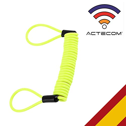 actecom Cable Enrollado para candado de Moto recordatorio para candados de Moto Amarillo Espiral para Motos