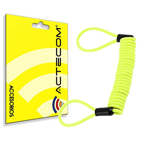 actecom Cable Enrollado para candado de Moto recordatorio para candados de Moto Amarillo Espiral para Motos