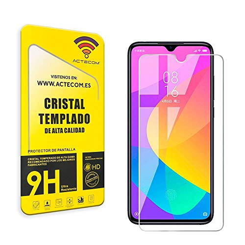 actecom Protector Pantalla Compatible con Xiaomi MI A3 Cristal Vidrio Templado (Case Friendly)