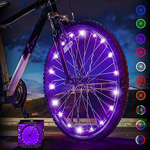 Activ Life Luces LED para Ruedas de Bicicleta (1 neumático, Morado) Los Mejores Regalos de cumpleaños para niñas, Adolescentes y Mujeres de 3 años. Los Mejores Regalos para Ella, Esposa, mamá