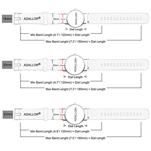 Adallor® Correa Reloj Silicona 18mm 20mm 22mm, Correas Pulseras Goma de Reloj para Hombre Mujer, Repuesto Pulsera Caucho para Relojes y Smartwatch, Cantidades, Elija 1, 2 o 3 Piezas