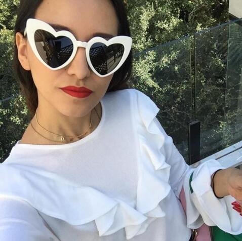 ADEWU Gafas de sol en forma de corazón Chicas Gafas retro de moda para mujer (Y - Blanco + Rojo)