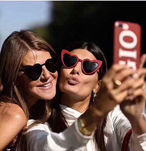 ADEWU Gafas de sol en forma de corazón Chicas Gafas retro de moda para mujer (Y - Blanco + Rojo)