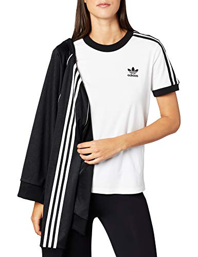 adidas 3 STR tee Camiseta de Manga Corta, Mujer, White/Black, 34