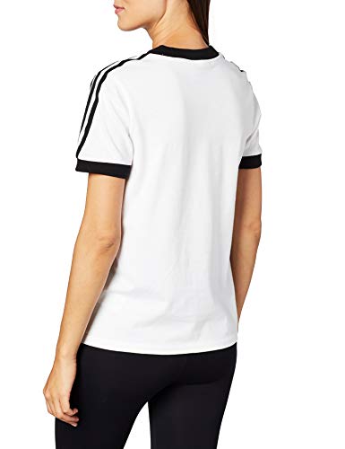 adidas 3 STR tee Camiseta de Manga Corta, Mujer, White/Black, 34