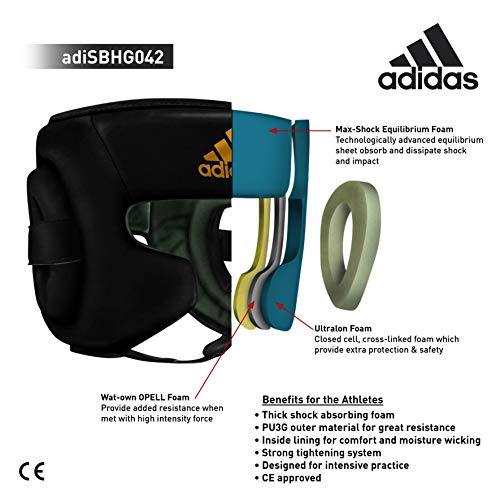 adidas Boxing Training Head Guard Speed Sparring-Protector de Cabeza para Entrenamiento de Boxeo, Unisex Adulto, Negro, S