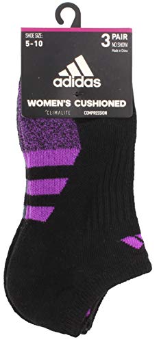 adidas Calcetines acolchados para mujer (paquete de 3), Mujer, Calcetines, 104463, Negro/Shock Morado/Negro-Shock Púrpura Marl/Onix/Negro-Onix Marl/Real Azul/Real Azul-Negro Marga, Medium