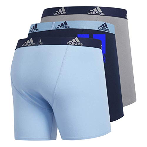 adidas Calzoncillos Tipo bóxer de algodón elástico para Hombre (Paquete de 3) Ropa Interior, Color Azul Claro/Negro Gris/Negro Collegiado, XL