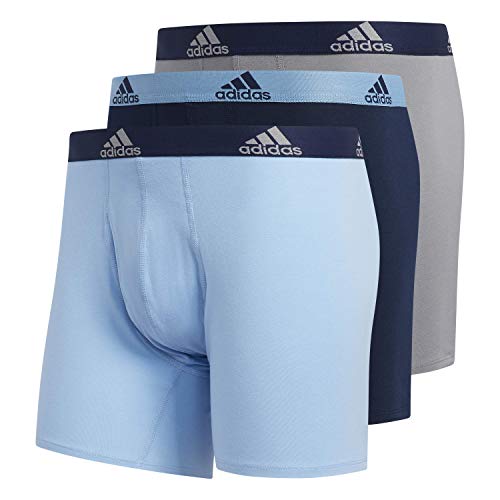 adidas Calzoncillos Tipo bóxer de algodón elástico para Hombre (Paquete de 3) Ropa Interior, Color Azul Claro/Negro Gris/Negro Collegiado, XL