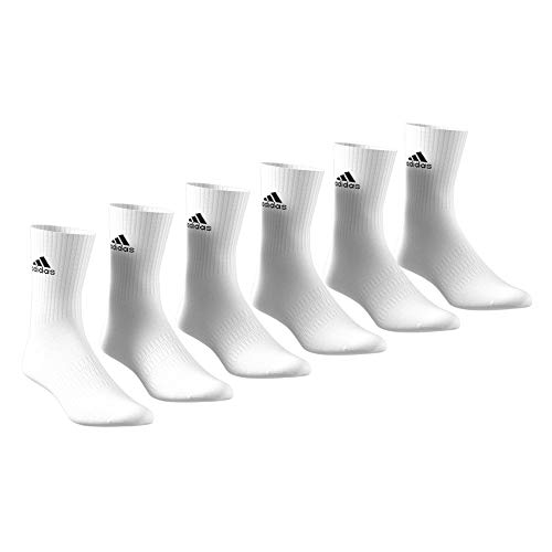 adidas Cush CRW 6PP Calcetines, Unisex Adulto, Top:White/White/White/White Bottom:White/White, L