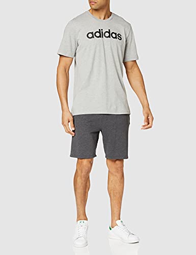 adidas E Lin tee Camiseta de Manga Corta, Hombre, Medium Grey Heather/Black, S