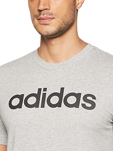 adidas E Lin tee Camiseta de Manga Corta, Hombre, Medium Grey Heather/Black, S