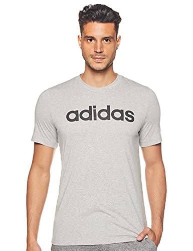 adidas E Lin tee Camiseta de Manga Corta, Hombre, Medium Grey Heather/Black, S