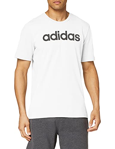 adidas Essentials Linear Logo tee Camiseta, Hombre, Blanco (White/Black), L