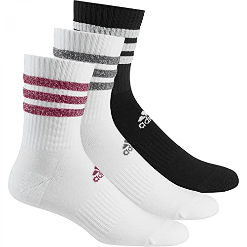 adidas GH7542 3S GLAM CRW WMS Socks unisex-adult white/black/wild pink/grey five M