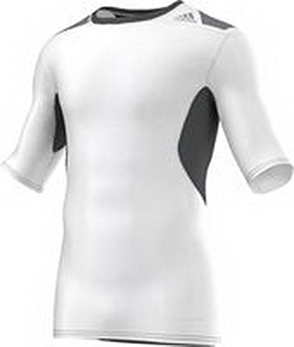 adidas Kurzarm Shirt Techfit Powerweb Camiseta, Hombre, Blanco/Gris, L