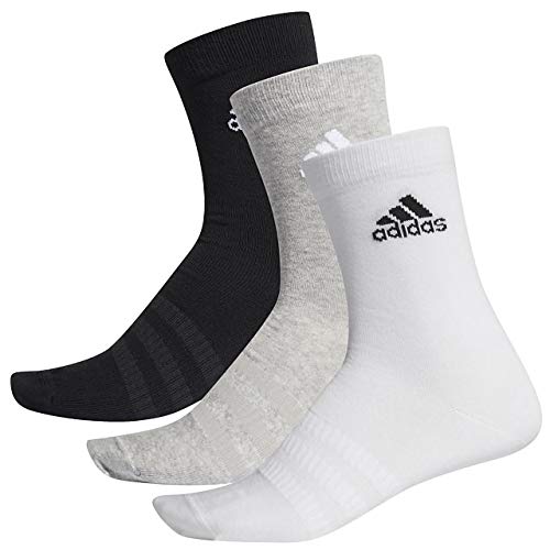 adidas Light Crew 3PP Calcetines, Unisex Adulto, Medium Grey Heather/White/Black, M