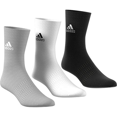 adidas Light Crew 3PP Calcetines, Unisex Adulto, Medium Grey Heather/White/Black, M